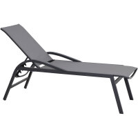 Milos Rollliege Gestell Aluminium matt-anthrazit, Fläche Ranotex®-Gewebe schwarz-silber