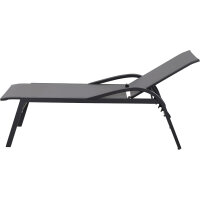 Milos Rollliege Gestell Aluminium matt-anthrazit, Fläche Ranotex®-Gewebe schwarz-silber