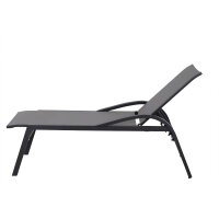 Milos Rollliege Gestell Aluminium matt-anthrazit, Fläche Ranotex®-Gewebe schwarz-silber