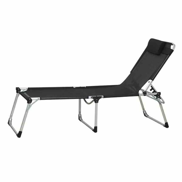Sole Sonnenliege Aluminium silber mit Textilbezug schwarz