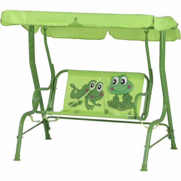 Froggy Kinderschaukel Gestell Stahl grün, Fläche 100% Polyester grün, 75cm x 115cm x 118cm