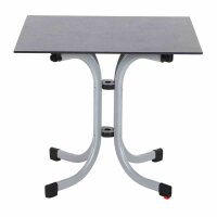 Sola Klapptisch 80cm x 80cm, Gestell Stahl silber, Tischplatte HPL dark stone