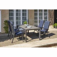 ASTER Sesselauflage 123cm Dessin Fish Bone dunkelblau, 100 % recyceltes Polyester