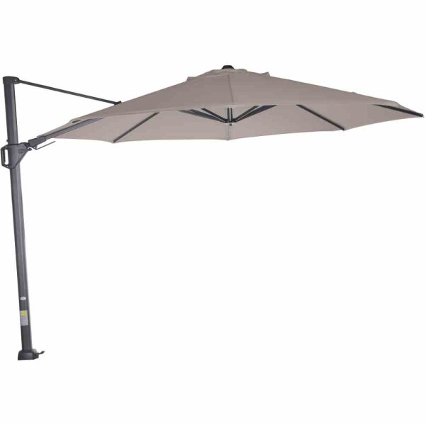 Sunset N+ Ampelschirm anthrazit/taupe Ø 350cm Gestell Aluminium anthrazit, Bezug 100% Polyester, 300g/m² in taupe, PU-beschichtet, UPF 50+