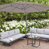 Sunset N+ Ampelschirm anthrazit/taupe Ø 350cm Gestell Aluminium anthrazit, Bezug 100% Polyester, 300g/m² in taupe, PU-beschichtet, UPF 50+