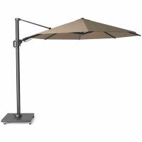 Sunset N+ Ampelschirm anthrazit/taupe Ø 350cm Gestell Aluminium anthrazit, Bezug 100% Polyester, 300g/m² in taupe, PU-beschichtet, UPF 50+