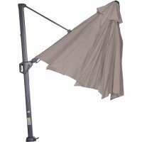 Sunset N+ Ampelschirm anthrazit/taupe Ø 350cm Gestell Aluminium anthrazit, Bezug 100% Polyester, 300g/m² in taupe, PU-beschichtet, UPF 50+