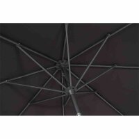 Avio Mittelstockschirm anthrazit/anthrazit Ø 300cm, Gestell Alu anthrazit, Streben Stahl, Bezug 100% Polyester, 220g/m² anthrazit, Lichtschutzfaktor UPF 50+