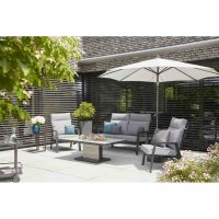 Avio Mittelstockschirm anthrazit/stone Ø 300cm Gestell Alu anthrazit, Streben Stahl, Bezug 100% Polyester, 220g/m² stone, Lichtschutzfaktor UPF 50+