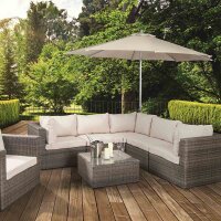 Push Pro Mittelstockschirm silber/grau Ø300cm Gestell Alu silber, Streben Stahl, Bezug 100% Polyester, 180g/m² grau, Lichtschutzfaktor UPF 50+
