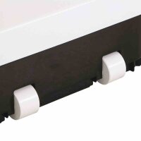 Schirmständer 45 kg eckig weiß Kunststoffrohr 21-54 mm, mit Rollen und Handmulden, füllbar mit Sand