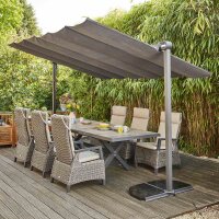 Enna Schirmmarkise / Sonnensegel 350cm x 250cm Gestell Alu/Stahl anthrazit, Bezug aus Polyester (spinndüsengefärbt), anthrazit