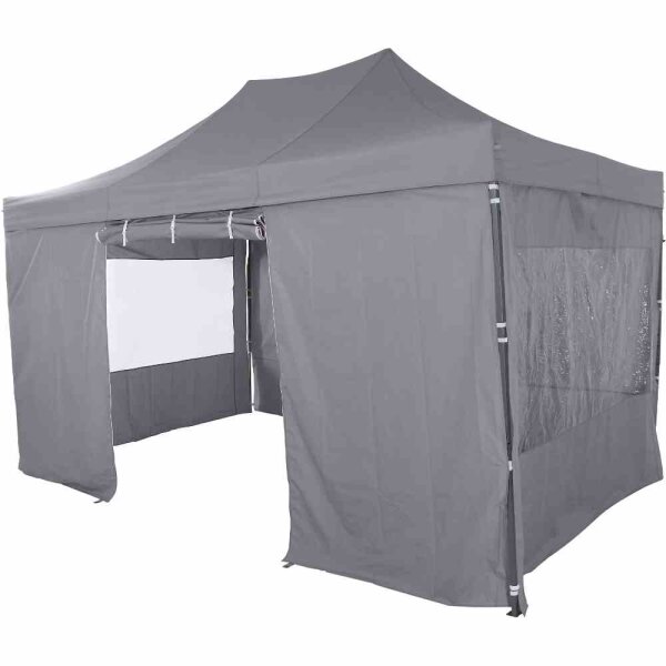 Allrounder Pavillon 300cm x 450cm, grau Gestell aus Stahl, grau, Bezug aus Polyester, 160g/m² in grau