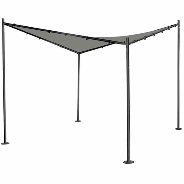 Berlino Pavillon 300cm x 300cm Gestell aus Stahl, anthrazit, Bezug aus Polyester, 180g/m² in hellgrau