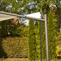 Berlino Pavillon 300cm x 300cm Gestell aus Stahl, anthrazit, Bezug aus Polyester, 180g/m² in hellgrau