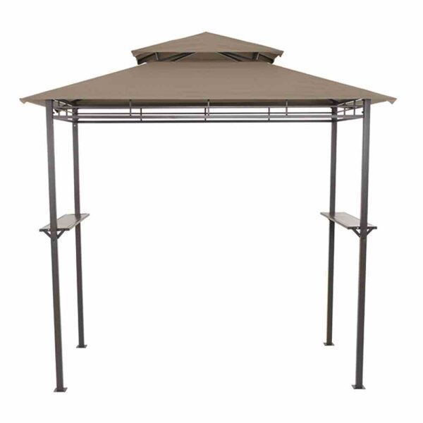 BBQ Pavillon 244cm x 127cm Gestell aus Stahl, anthrazit, Bezug aus Polyester, 180g/m² in taupe