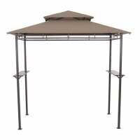 BBQ Pavillon 244cm x 127cm Gestell aus Stahl, anthrazit, Bezug aus Polyester, 180g/m² in taupe