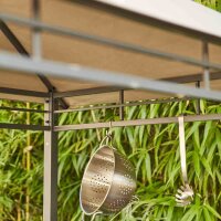BBQ Pavillon 244cm x 127cm Gestell aus Stahl, anthrazit, Bezug aus Polyester, 180g/m² in taupe