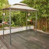 BBQ Pavillon 244cm x 127cm Gestell aus Stahl, anthrazit, Bezug aus Polyester, 180g/m² in taupe