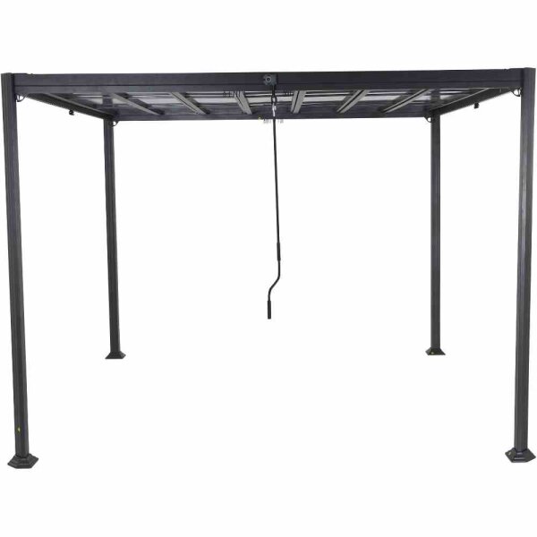 Florenz Pavillon 300cm x 300cm Gestell aus Aluminium, anthrazit, Dachlamellen aus Polycarbonat 6mm in transparent