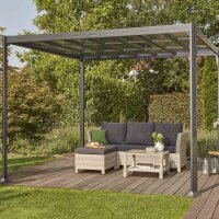 Florenz Pavillon 300cm x 300cm Gestell aus Aluminium, anthrazit, Dachlamellen aus Polycarbonat 6mm in transparent