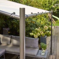 Levino Pavillon 300cm x 400cm Gestell aus Stahl, anthrazit, Bezug aus Polyester, 250g/m² in hellgrau