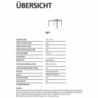 Sky Pavillon 300cm x 400cm, hellgrau Gestell aus Stahl/Aluminium, anthrazit, Bezug aus Polyester, 200g/m² in hellgrau