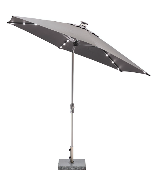 EASY ALLROUND LED Kurbelschirm Ø300cm mit PU-Beschichtung silber/ charcoal