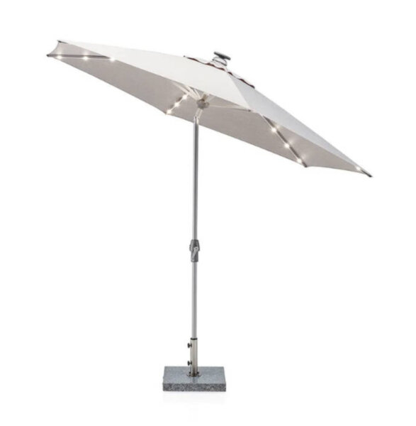 EASY ALLROUND LED Kurbelschirm Ø300cm mit PU-Beschichtung silber / hellgrau meliert