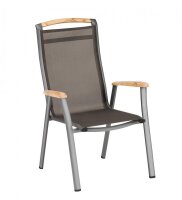 MEMPHIS Stapelsessel Teak Armlehne, anthrazit / bronze