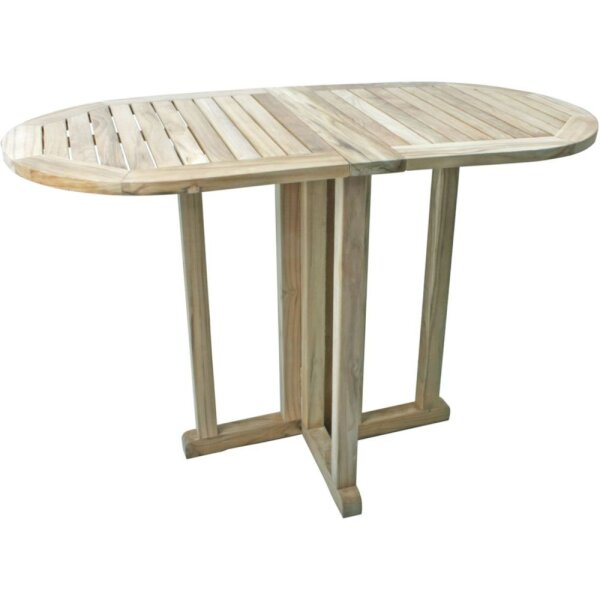 Balkontisch SOLO, oval, klappbar, Teak B-grade unbehandelt