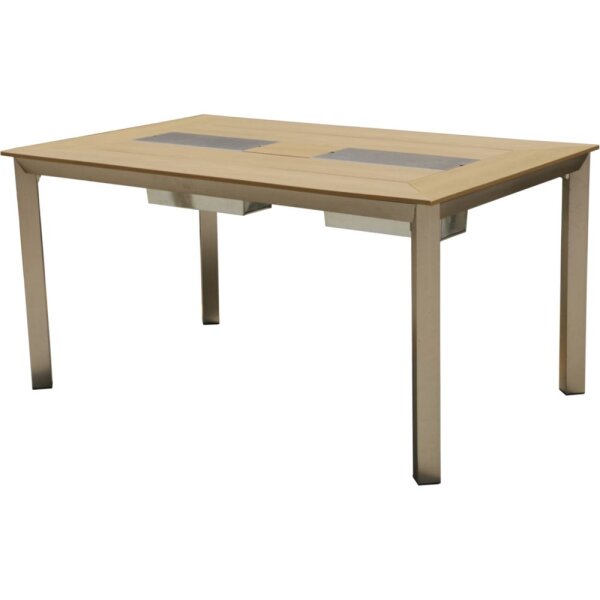 Tisch FLORENCE, rechteckig 150cm x 90cm, Non-Wood, champagner,Aluminium, mit 2 Eisbehältern
