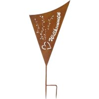 Gartenschild, in Rost-Optik Willkommen, aus Stahl