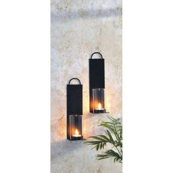 Wandkerzenhalter, 2er Set, aus Metall 7cm x 25,5cm
