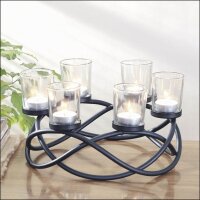 Kerzenhalter, für 6 Kerzen  Metall / Glas